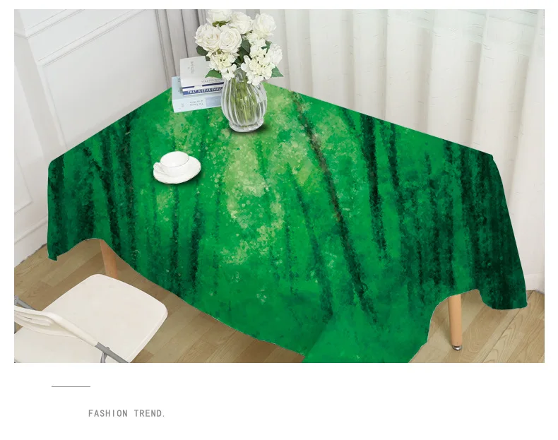 

Polyester Green forest cloth tablecloth garden fabric toalha de long tablecloths city landscape tower rectangular coffee tapetes