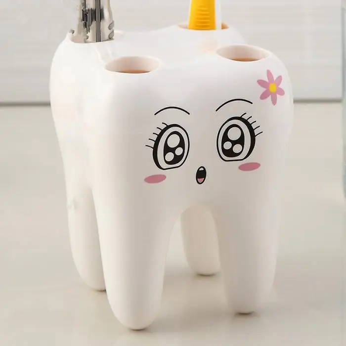 Анимированный держатель зубной щетки зубы в форме 4 отверстия зубная щетка подставка для хранения ванная комната поставки MYDING