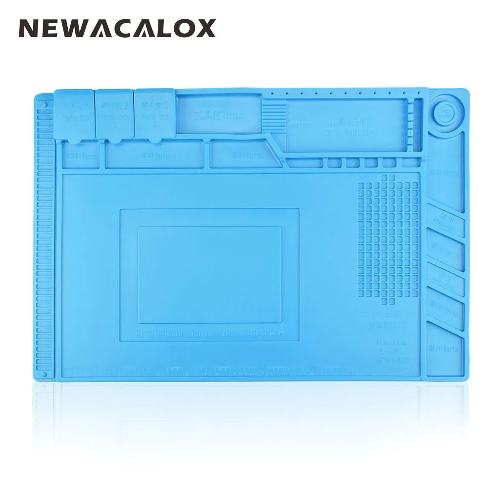 

NEWACALOX 1PC 43x30 Blue Heat Insulation Silicone Pad Desk Magnetic Silica Soldering Station Maintenance Platform For BGA Repair