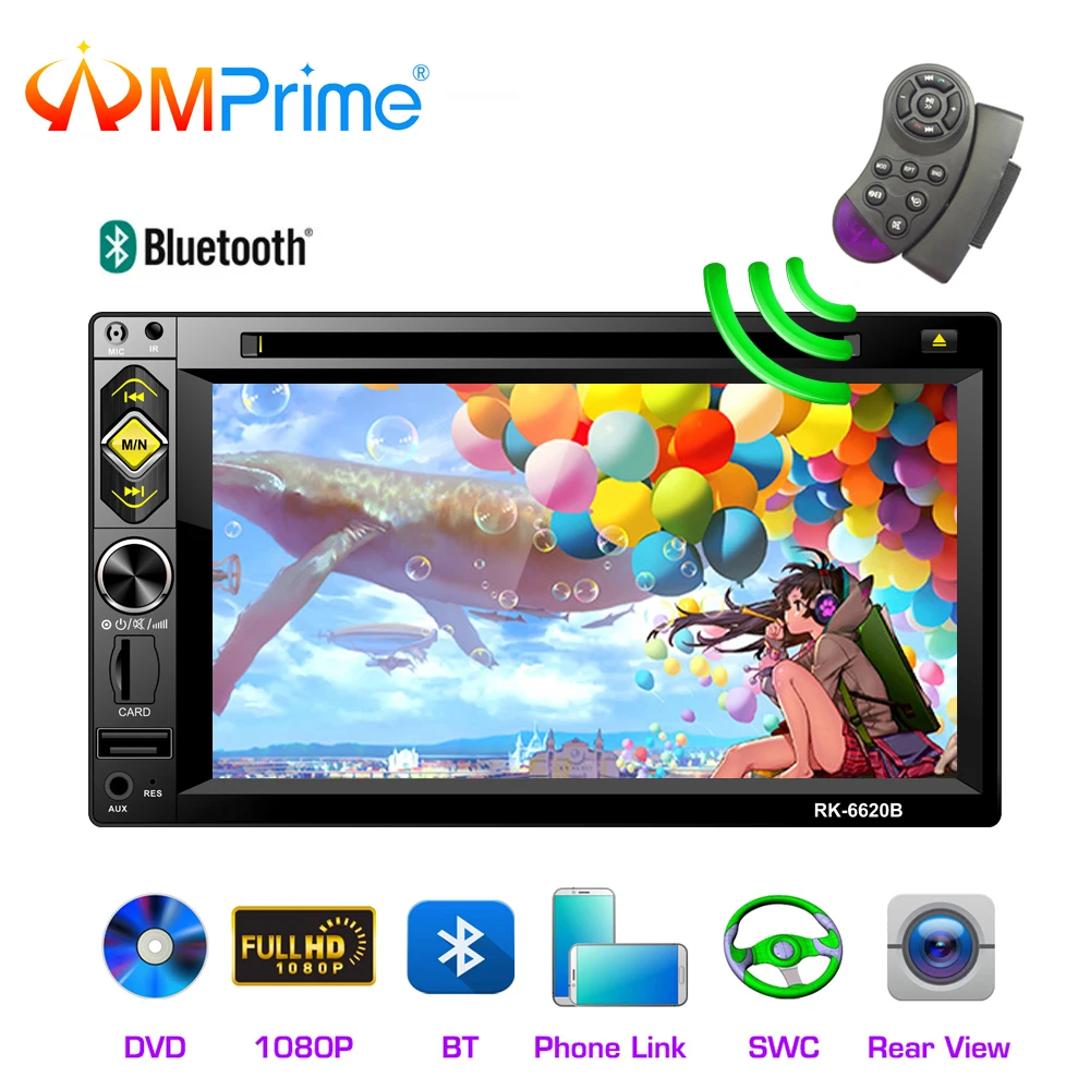 

AMPrime 2 din Car Radio 7" Bluetooth Stereo 2din DVD CD Multimedia Player Touch Screen Mirrorlink FM/SD MP5 Player With Camera