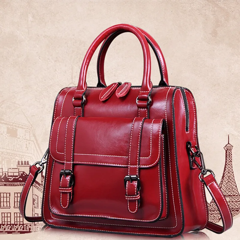 Women High Quality Genuine Cow font b Leather b font Vintage font b Handbags b font