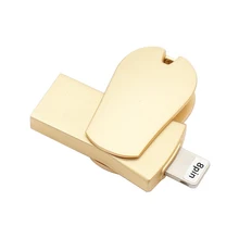 I-flash drive for iphone 6S 7plus apple otg Pen Drive 16g 32g 64g Pendrive metal golden USB flash drive 2 in 1 memory stick