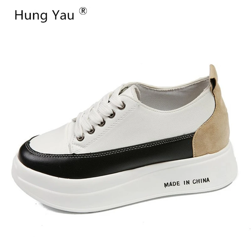 Лучший Hung Яу женская обувь Обувь на толстой подошве 2018 Новинка
весны Lace-Up Sneaker Повседневная Удобная хлопковая куртка обувь для
Для женщин Размеры 8 Обзор