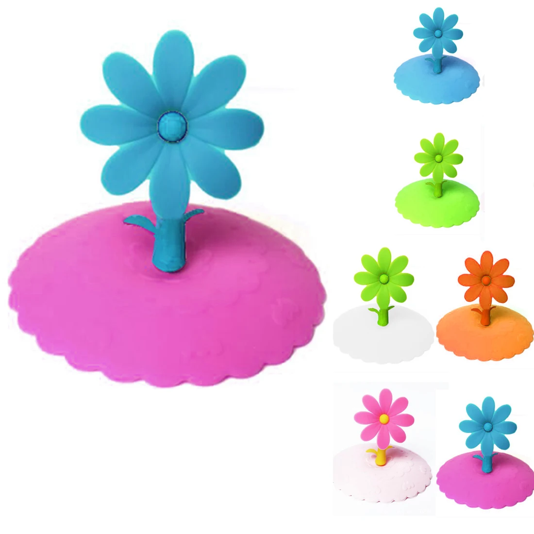 

Cute Sunflower Cup Lid Dustproof Reusable Silicone Drinkware Insulation Cup Cover DIY Tree Leakproof Coffee Suction Lid Sealed