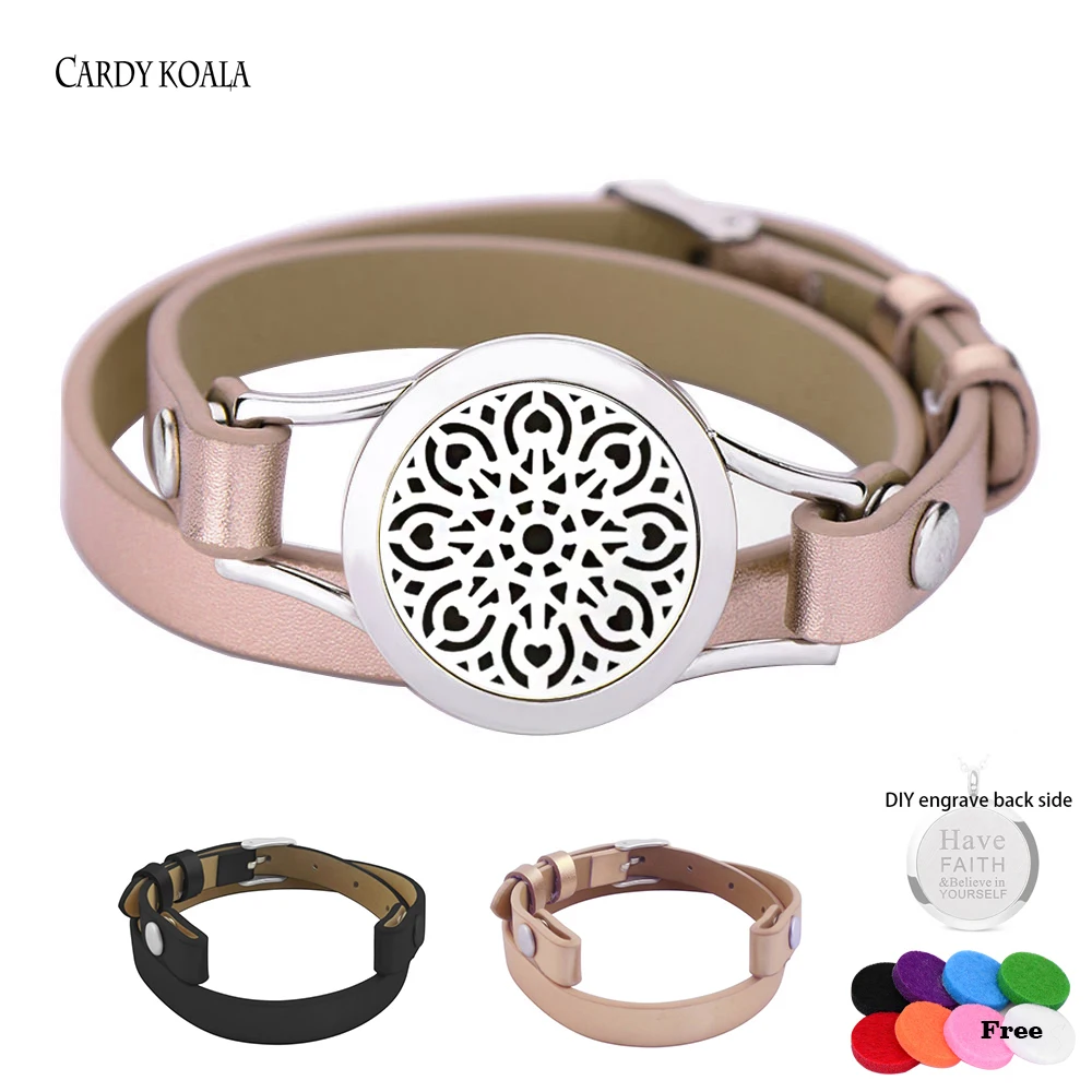 

Tree of Life Aromatherapy Bracelet Jewelry Essential Oil Diffuser Locket Bracelet Twist Screw Leather Bracelets for Women Men