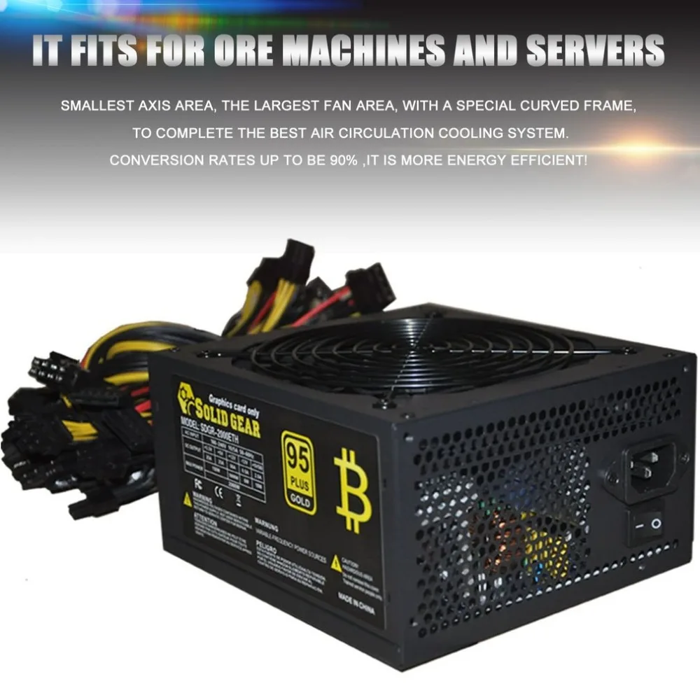 Professional 1800W Max Mining Machine Power Supply For ATX For Gold Mining For ETH For BTC For Ethereum Support Up To 6 GPU