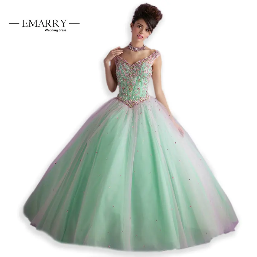 IM059 New 2018 Quinceanera Dresses For 16 15 Years V Neck Ball Gown