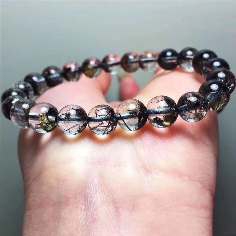 Natural Black Hair Rutilated Quartz Stone Bracelet (5)