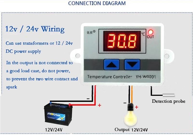 Цифровой термостат Температура Регулятор 12 V 24 V 110 V 220 V терморегулятор, термостат инкубатор Termometro XH-W3001