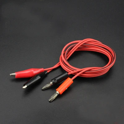 

2pcs=1black+1 red 4mm Banana plug to Medium Crocodile Clip line / Multimeter Pen Test Line Pure Copper Wire