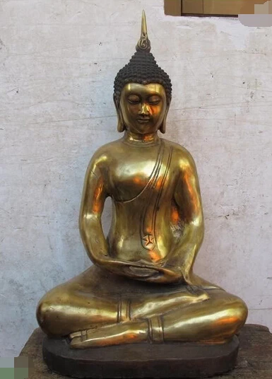 

shitou 002110 19"Tibet Folk Templ Bronze Gild carving Thailand Sakyamuni Buddha Statue