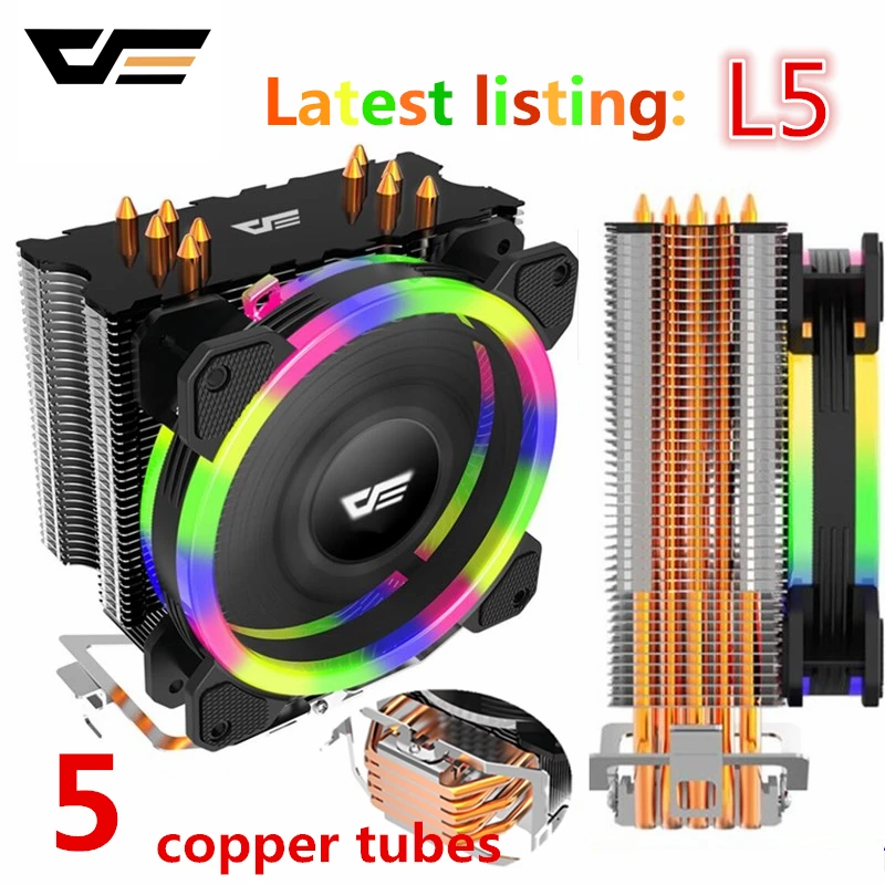 Aigo darkflash L5 LED وحدة المعالجة المركزية برودة المبرد TDP 285 W الحرارة بالوعة AMD إنتل الصامتة 120 مللي متر 4Pin PC CPU تبريد تبريد غرفة تبريد مروحة