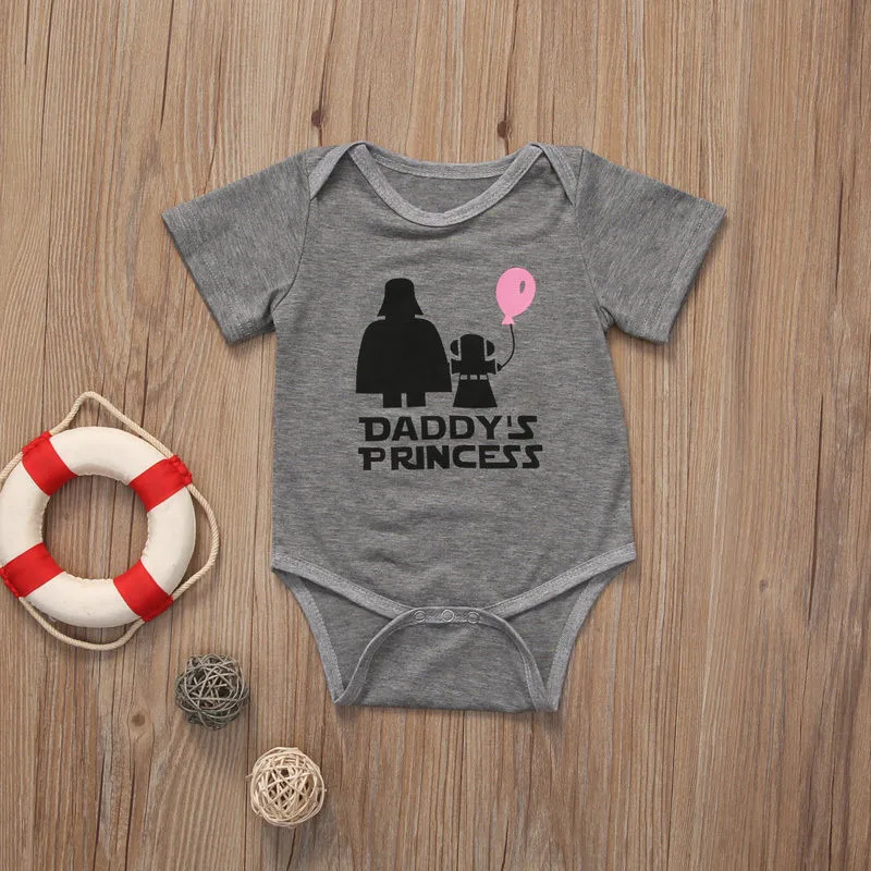 Серый комбинезон с изображением Звездных Войн для новорожденных девочек; летняя футболка; одежда