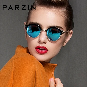 

PARZIN Brand Punk Sunglasses For Women Retro Round Frame Glasses Real Polarized Sun Glasses Multilayer Coating Eyewear 9552