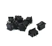 Interruptor tipo barco negro AC 3A 250V 2 pines encendido/apagado I/O SPST, 5 uds., venta al por mayor, 10x15