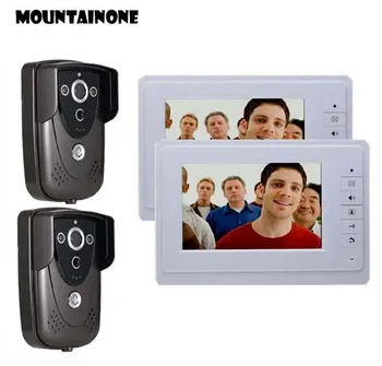 

MOUNTAINONE 7" Colorful Video Door Phone Doorbell Intercom IR Night Vision Camera Monitor for Home Security 2cameras+2monitor