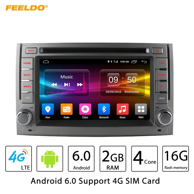 Excellent FEELDO 6.2" Android 6.0 (64bit) DDR3 2G/16G/4G LTE Quad Core Car DVD GPS Radio Head Unit For Hyundai H1/H-1/H3Grand Starex/i800 0