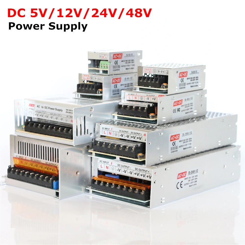 AC85-265V 110V 220V постоянного тока до DC5V 12V 24V 48V 1A 2A 3A 4A 5A 6A 8A 10A 15A 20A 30A 40A блок питания светодиодной ленты DC адаптер трансформатора