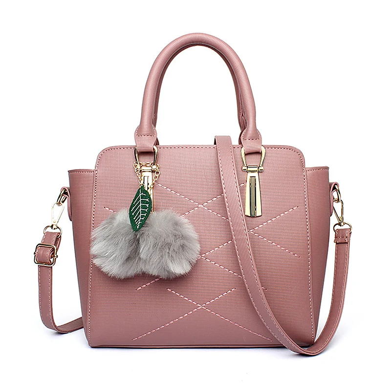 Fashion Casual Dark Pink PU Women Bag Office Lady Handbag Tote