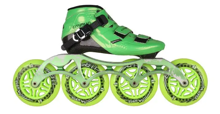 Высокое качество! xw роликовые коньки обувь профессиональные взрослый ребенок Встроенные роликовые коньки 4 скорости колеса конька мужчин/женщин patines - Цвет: Green