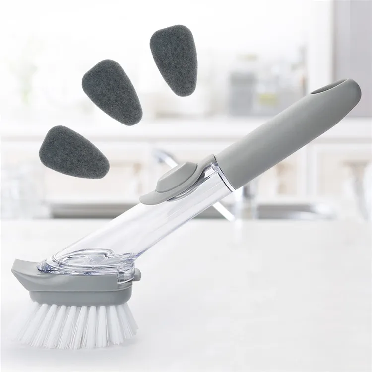 Кухонная Чистящая Щетка с 4 съемными щетками щетка для мытья посуды моющая губка с заправкой дозатор жидкого мыла инструмент для очистки