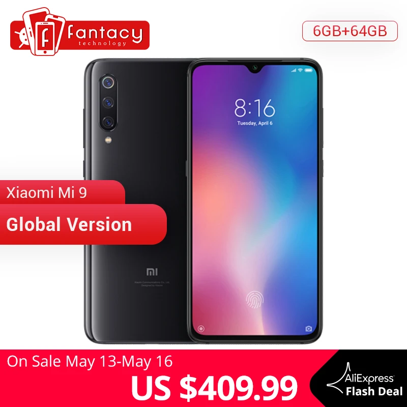 Versión Global Xiaomi mi 9 mi 9 Snapdragon 855 6 GB 64 GB 6,39 “Pantalla AMOLED huella digital Smartphone 48MP triple Cámara Smartphone