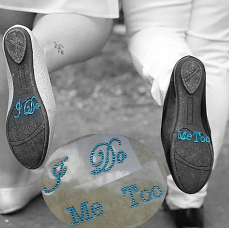 

1 Set I Do Me Too Bridal Groom Shoe Sticker White Clear Rhinestone Wedding Decor