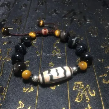 

100%Pure natural agate bracelet 12mm Black&White Dapeng bird DZI 8mm tiger eye stone women&men's jewelry bracelet Free Shipping