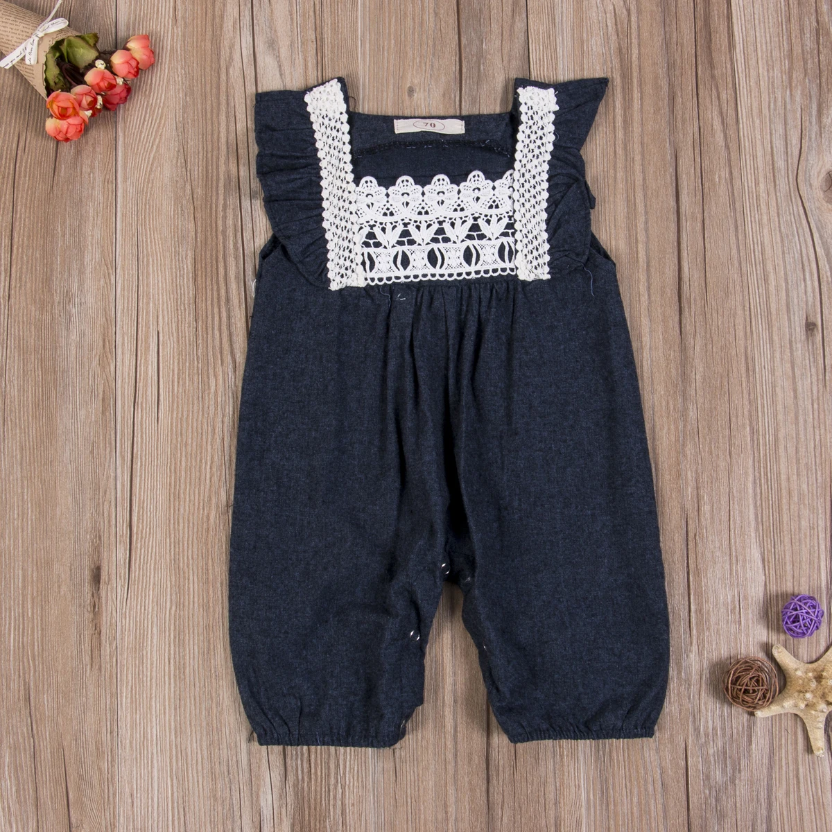 Newborn Kids Baby Girl Rompers and Jumpsuit Lace Denim Harem Pants