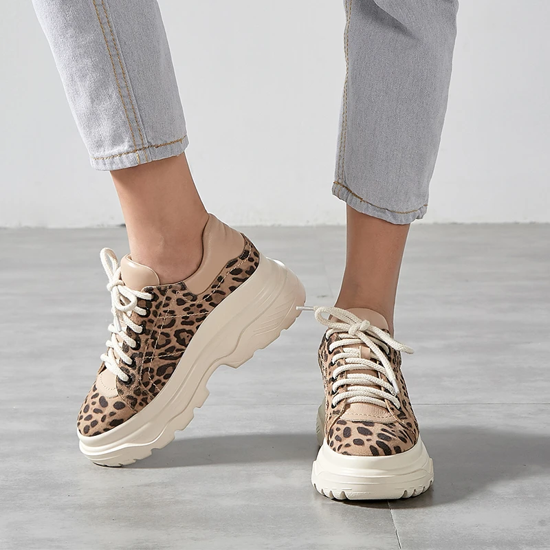 

2019 Fashion Leopard Sneakers Women Luxury Genuine Leather Cow Suede Casual Flat Platform Women Shoes Woman
