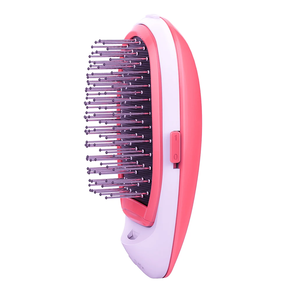 JUNEJOUR портативная беспроводная отрицательная ионная двухсторонняя расчёстка для шерсти электрическая мини Мода Уход за волосами моющаяся батарея расческа для прямых волос - Цвет: Pink