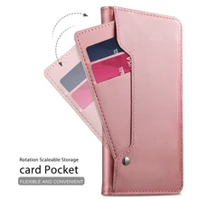 PU Leather Case for OnePlus 7 Pro Wallet Case with Mirror and Credit Card Slots Kickstand Fundas Capa for Oneplus 7 Flip Cover