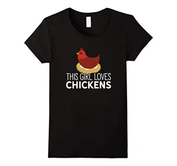 

This Girl Loves Chicken Cute Farm Animals Farmer T-Shirt Cotton Casual Tops Tee Lady Short Sleeve Tees Round Neck T Shirt