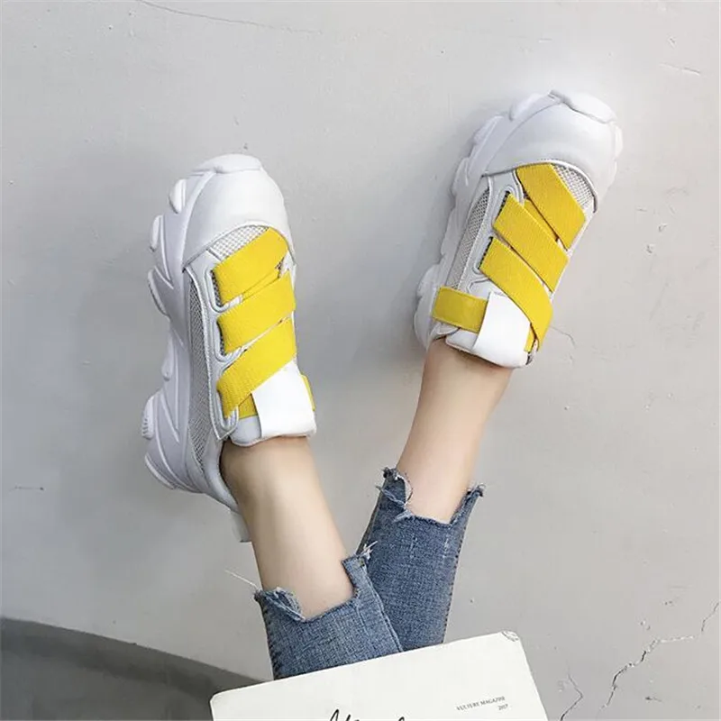 Sneakers Women Wedge Yellow Sneakers Casual Sport Shoes Woman Sneakers trainers Women baskets chaussures femme