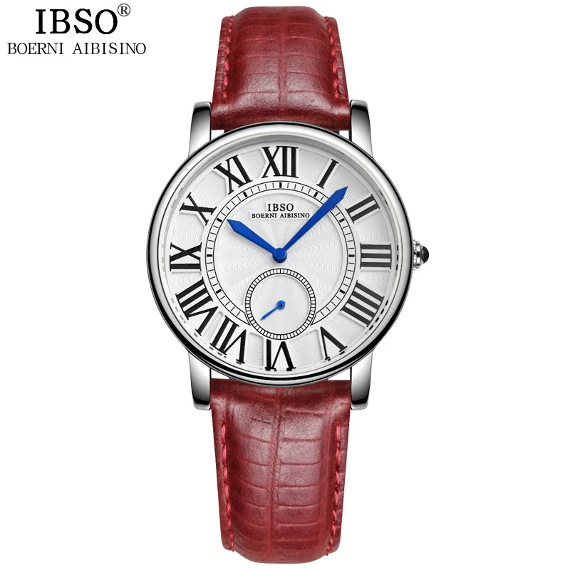 Beste IBSO Top Merk Red Fashion Vrouwen Horloges 2018 Lederen Band Quartz Horloge Vrouwen Relojes Mujer Waterdicht Montre Femme