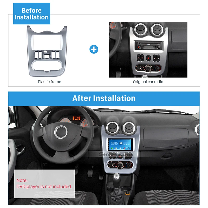 Seicane 2din фасция установка Dash Trim Kit Автомобильная Радио Панель рамка для 2010 2013 RENAULT