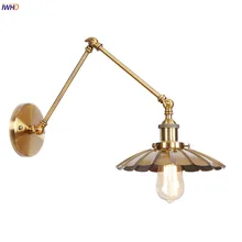 IWHD Edison Retro LED Wall Light Fixtures Golden Swing Long Arm Wall Lamp Vintage Loft Style Industrial Home Lighting Wandlamp iwhd swing long arm wall light up down vintage glass wall lamp led bedroom iron wandlamp home lighting edison bulb light