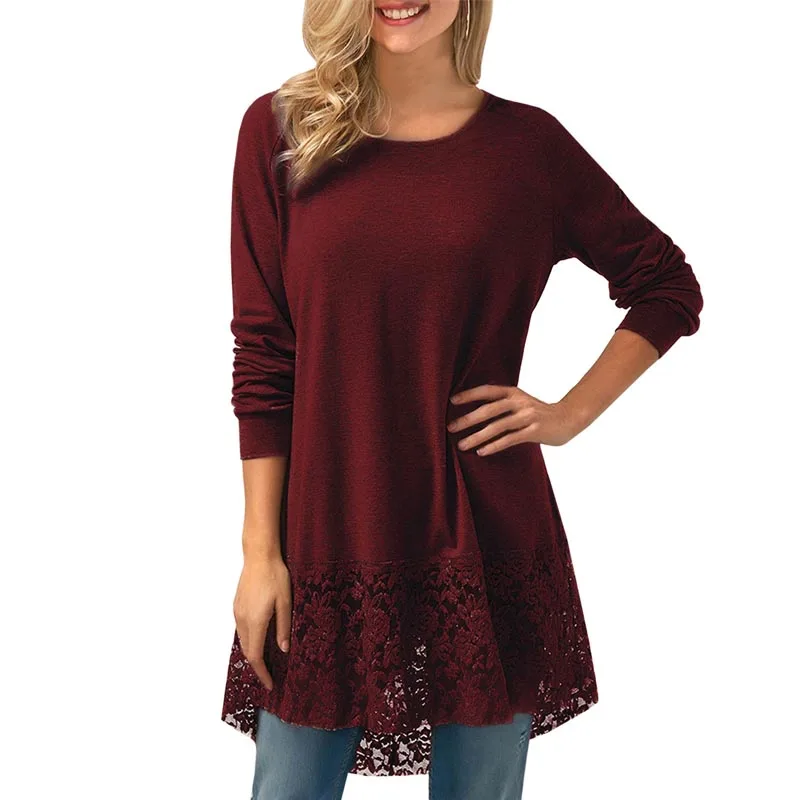 Fashion ZANZEA Women Hoodies Long Sleeve Lace Crochet Patchwork Solid Long Pullover Loose Work Shirt Hooded Blouse Plus Size