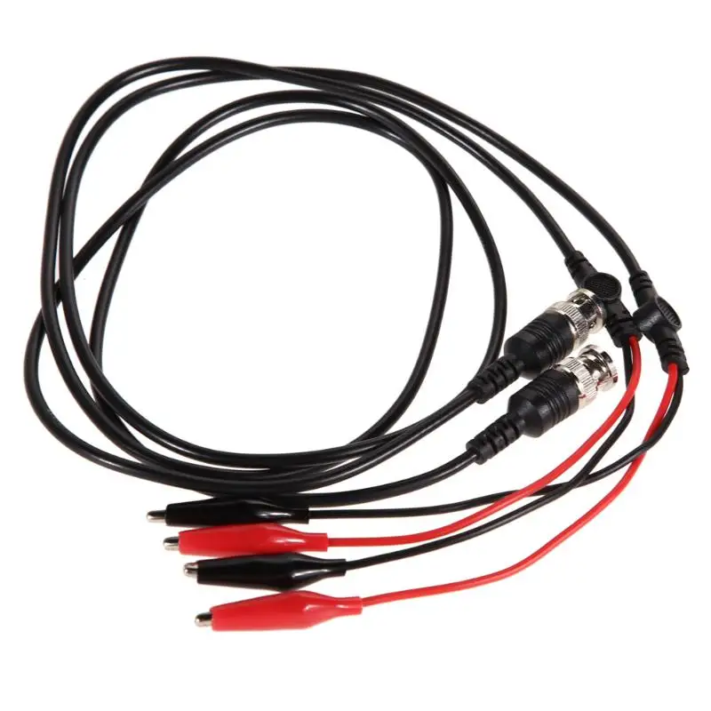 

2pcs 110cm BNC Q9 to Dual Alligator Clip Oscilloscope Test Probe Leads Wire Connector Wholeasle