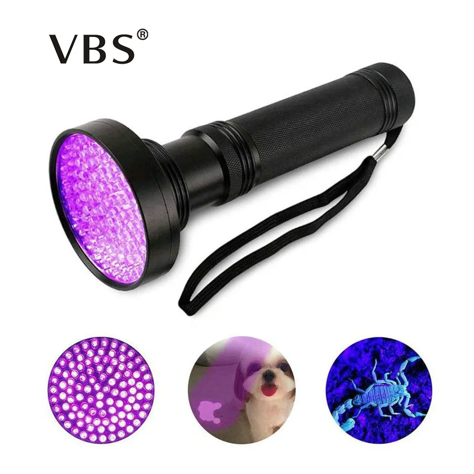 UV Flashlight 100 LEDs 395nm UV Detector Light LED UV Torch Lamp for