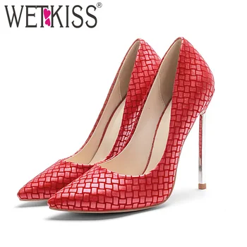 

WETKISS Thin High Heels Women Pumps Shallow Print Strange Style Footwear Pointed Toe Footwear Autumn Party Fashion Lady Shoes