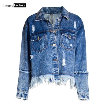 

New Women's Denim Jacket Washed Casual Spring Autumn Jeans Jacket Women Long Sleeve Coat Female Fashion Tassel Jackets Outerwear