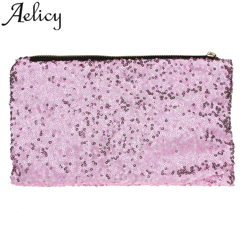 Color Hot Pink Women Glitter Chain Handbag Coin Purse Clutch Box Evening Party Hand Bags Wallet Best for Cards for Credit Cards for Gift