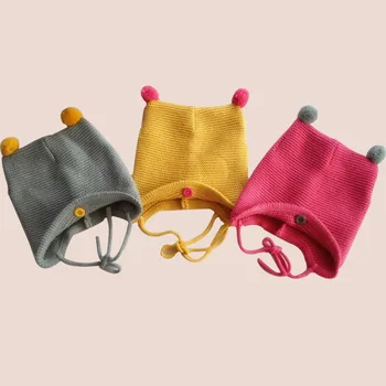 

Fashion Autumn Winter Warm Cotton Baby Hat Girl Boy Toddler Infant Kids Caps Brand Candy Color Cute Baby Accessories for 6-24M