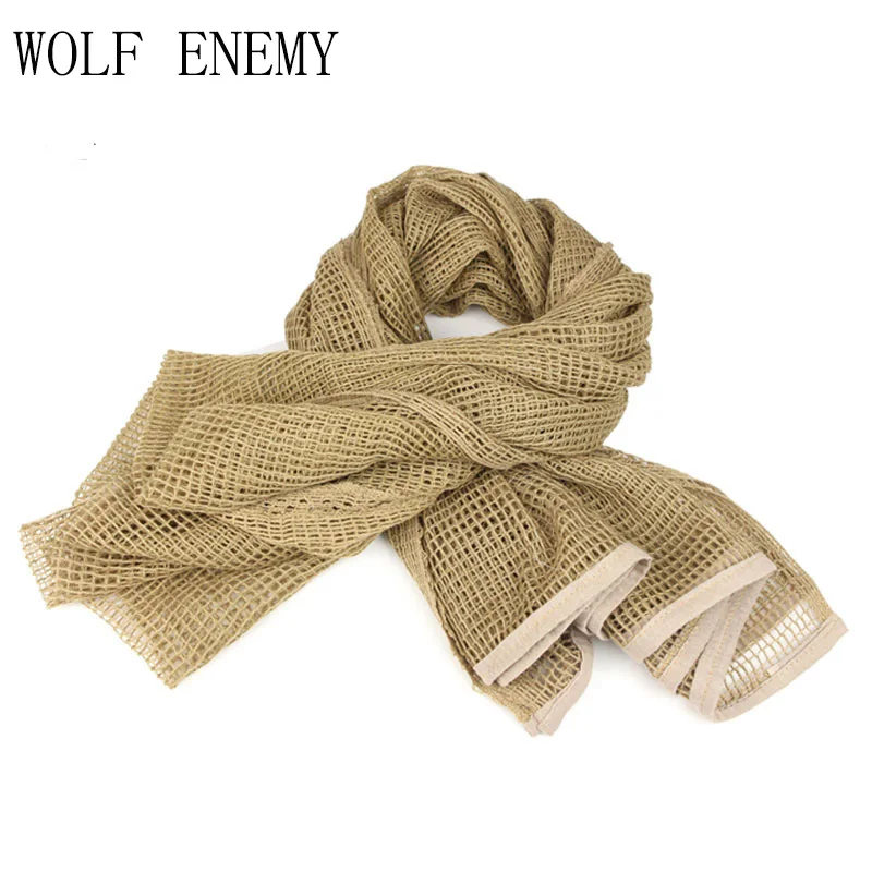 

Russian YEGER Woodland Camo Tactical Army Mesh Cotton Scarf Hiking Scarves Sniper Veil Net 186cm*86cm Hunting Accessories
