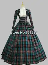 Victorian Civil War 3-pc Classic Tartan Period Dress Ball Gown Reenactment Theatre Clothing