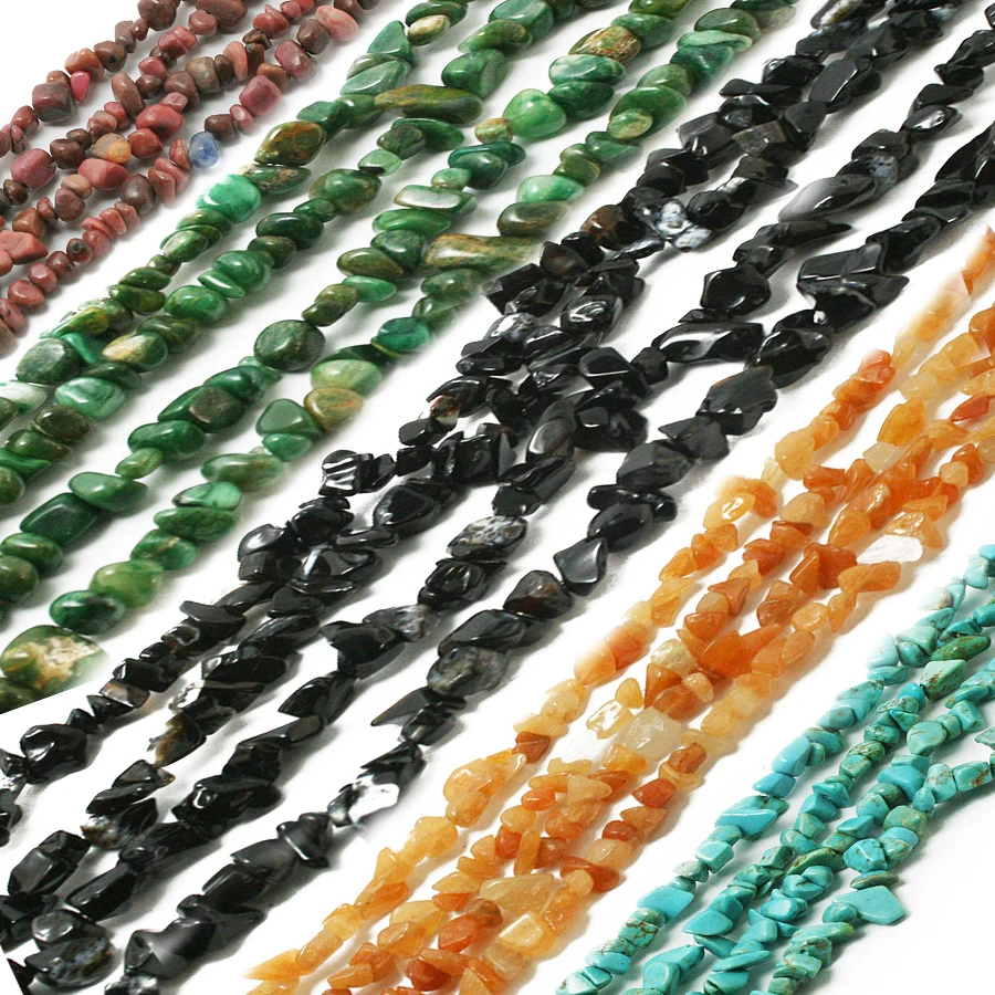 

5-8mm Natural 15 Type Material Stone Freeform Chip Loose Gravel Beads Strand 34" Jewelery DIY Bracelet and Necklace