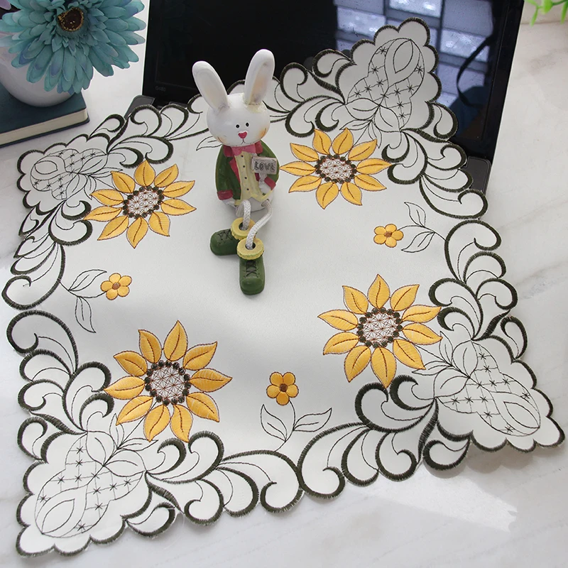 

Embroidered Lace Table Flower Birthday Coffee Table Cover Place Placemat Tablecloth Dinning Cover For Table Tablecover EQ2