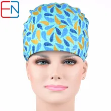 Hennar surgical caps for women IN blue WITH flowers MEDICAL CAPS