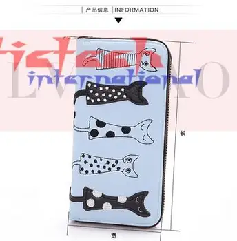 

by dhl or ems 50pcs Women Wallets female cards holder cute cartoon cats leather wallet coin purses clutch Long zipper Wallet